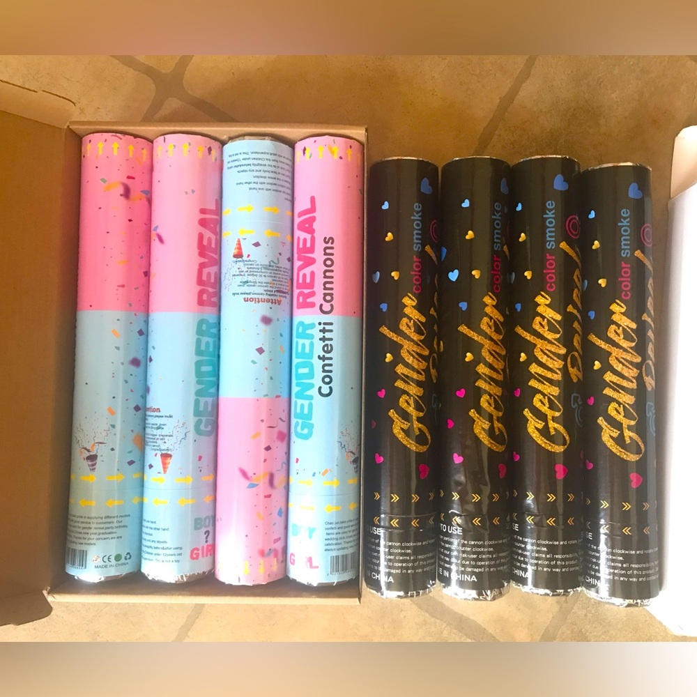 8 Gender reveal smoke/confetti bombs for a BOY. New in box.